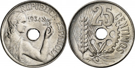 1934. II República. 25 céntimos. (AC. 13). 6,77 g. S/C-.