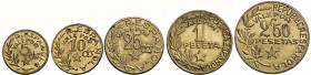 1937. Emisiones Locales. Menorca (Baleares). 5, 10, 25 céntimos, 1 y 2,50 pesetas. (AC. 20 a 24). 5 monedas, serie completa. EBC/EBC+.