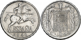 1940. Franco. 5 céntimos. (AC. 1). 1,14 g. S/C-.