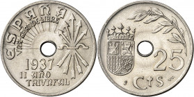 1937. Franco. Viena. SVV. 25 céntimos. (AC. 17). 6,89 g. S/C-.