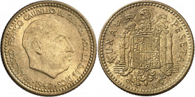 1947*1948. Franco. 1 peseta. (AC. 46). Escasa. 3,45 g. EBC-.