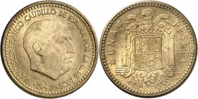 1947*1949. Franco. 1 peseta. (AC. 48). Escasa. 3,50 g. S/C-.