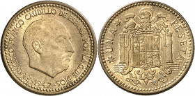 1947*1950. Franco. 1 peseta. (AC. 50). Escasa. 3,51 g. EBC+.