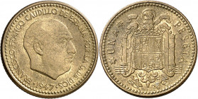1947*1952. Franco. 1 peseta. (AC. 52). 3,50 g. EBC.