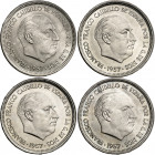 1957*58 a *60 y *67. Franco. 50 pesetas. (AC. 132 y 134 a 136). 4 monedas. EBC/S/C-.
