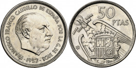 1957*68. Franco. 50 pesetas. (AC. 137). Rara. 12,27 g. Proof.