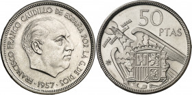 1957*70. Franco. 50 pesetas. (AC. 139). Escasa. 12,47 g. Proof.