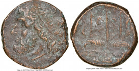 SICILY. Syracuse. Hieron II (ca. 275-215 BC). AE litra (18mm, 7h). NGC Choice VF. Head of Poseidon left, wearing taenia / ΙΕΡΩ-ΝΟΣ/K-T, trident head, ...