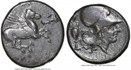 ACARNANIA. Leucas. Ca. 4th-3rd centuries BC. AR stater (20mm, 8.40 gm, 1h). NGC Choice VF 4/5 - 2/5. Pegasus flying right, Λ monogram below / Head of ...