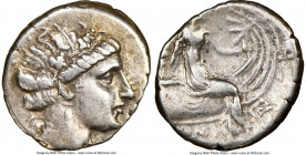 EUBOEA. Histiaea. Ca. 3rd-2nd centuries BC. AR tetrobol (15mm, 9h). NGC Choice VF. Head of nymph right, wearing vine-leaf crown, earring and necklace ...