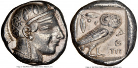 ATTICA. Athens. Ca. 465-455 BC. AR tetradrachm (22mm, 17.16 gm, 10h). NGC Choice XF 5/5 - 4/5. Head of Athena right, wearing crested Attic helmet orna...