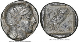 ATTICA. Athens. Ca. 440-404 BC. AR tetradrachm (25mm, 17.18 gm, 7h). NGC Choice AU 5/5 - 3/5. Mid-mass coinage issue. Head of Athena right, wearing ea...