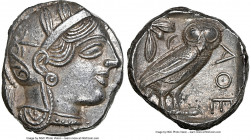 ATTICA. Athens. Ca. 440-404 BC. AR tetradrachm (23mm, 17.18 gm, 8h). NGC Choice AU 5/5 - 3/5. Mid-mass coinage issue. Head of Athena right, wearing ea...