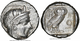 ATTICA. Athens. Ca. 440-404 BC. AR tetradrachm (24mm, 17.19 gm, 10h). NGC AU 5/5 - 4/5. Mid-mass coinage issue. Head of Athena right, wearing earring,...