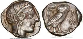 ATTICA. Athens. Ca. 440-404 BC. AR tetradrachm (24mm, 17.18 gm, 5h). NGC AU 5/5 - 4.5. Mid-mass coinage issue. Head of Athena right, wearing earring, ...