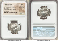 ATTICA. Athens. Ca. 440-404 BC. AR tetradrachm (25mm, 17.21 gm, 7h). NGC AU 4/5 - 4/5. Mid-mass coinage issue. Head of Athena right, wearing earring, ...