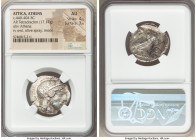 ATTICA. Athens. Ca. 440-404 BC. AR tetradrachm (25mm, 17.17 gm, 7h). NGC AU 4/5 - 3/5. Mid-mass coinage issue. Head of Athena right, wearing earring, ...