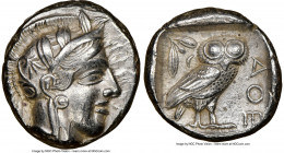 ATTICA. Athens. Ca. 440-404 BC. AR tetradrachm (23mm, 17.13 gm, 2h). NGC Choice XF 5/5 - 4/5. Mid-mass coinage issue. Head of Athena right, wearing ea...