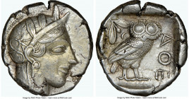 ATTICA. Athens. Ca. 440-404 BC. AR tetradrachm (24mm, 17.23 gm, 1h). NGC Choice XF 5/5 - 4/5. Mid-mass coinage issue. Head of Athena right, wearing ea...