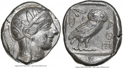 ATTICA. Athens. Ca. 440-404 BC. AR tetradrachm (25mm, 17.11 gm, 10h). NGC XF 5/5 - 3/5. Mid-mass coinage issue. Head of Athena right, wearing earring,...