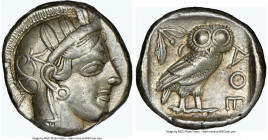 ATTICA. Athens. Ca. 440-404 BC. AR tetradrachm (23mm, 17.19 gm, 10h). NGC Choice VF 4/5 - 4/5. Mid-mass coinage issue. Head of Athena right, wearing e...