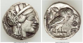 ATTICA. Athens. Ca. 440-404 BC. AR tetradrachm (23mm, 17.19 gm, 2h). Choice XF. Mid-mass coinage issue. Head of Athena right, wearing earring, necklac...