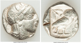 ATTICA. Athens. Ca. 440-404 BC. AR tetradrachm (24mm, 17.14gm, 2h). Choice VF. Mid-mass coinage issue. Head of Athena right, wearing earring, necklace...