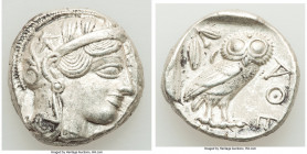 ATTICA. Athens. Ca. 440-404 BC. AR tetradrachm (24mm, 17.10 gm, 9h). XF. Mid-mass coinage issue. Head of Athena right, wearing earring, necklace, and ...