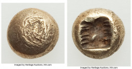 IONIA. Uncertain mint. Ca. 650-600 BC. EL 1/12 stater or hemihecte (7mm, 1.14 gm). XF. Blank convex surface / Incuse square punch with striated geomet...