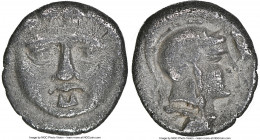 PISIDIA. Selge. Ca. 3rd-2nd centuries BC. AR obol (9mm, 12h). NGC Choice VF. Head of gorgoneion facing with flowing hair / Head of Athena right, weari...