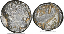 PHILISTIA. Gaza. Ca. mid 5th century-333 BC. AR drachm (15mm, 9h). NGC Fine, test cut. Imitating Athens. Head of Athena right, wearing earring, neckla...
