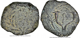 JUDAEA. Hasmoneans. Alexander Jannaeus (103-76 BC). AE prutah (14mm, 1.74 gm, 5h). NGC XF 4/5 - 3/5. Jerusalem. Yehonatan the High Priest and the Coun...