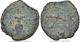 JUDAEA. Roman Procurators. Valerius Gratus (AD 15-26). AE prutah (16mm, 11h). NGC (ungraded) Fine. Jerusalem, Regnal Year 4 of Tiberius (AD 17/8). Nar...