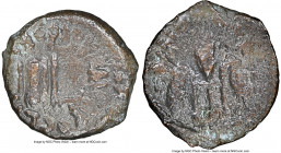 JUDAEA. Roman Procurators. Pontius Pilate (AD 26-36). AE prutah (15mm, 10h). NGC VF. Jerusalem, dated Regnal Year 16 of Tiberius (AD 29/30). TIBEPIOY ...