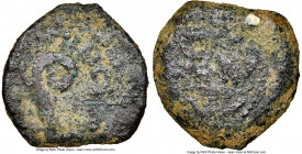 JUDAEA. Roman Procurators. Pontius Pilate (AD 26-36). AE prutah (15mm, 5h). NGC Fine. Jerusalem, dated Regnal Year 17 of Tiberius (AD 30). TIBEPIOY KA...