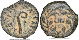 JUDAEA. Roman Procurators. Pontius Pilate (AD 26-36). AE prutah (14mm, 11h). NGC VF. Dated Regnal Year 18 of Tiberius (AD 31/2). TIBEPIOY KAICAPOC, li...