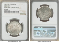 Cordoba. Provincial 4 Reales 1852 MS62 NGC, KM-A31. Even Rays around sun. Bright and lightly toned, struck with rusted dies and displaying weakness in...