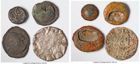 4-Piece Lot of Uncertified Assorted Burmese Issues, Lot includes (3) Tok coinage of Chiengmai and (1) Willow leaf or flower money. Sold as is, no retu...