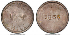 Copiapo. "Revolutionary" Restrike Peso 1865 AU58 PCGS, KM4. Restrike of siege coinage issued for the blockade of Puerto de Caldera. 

HID09801242017...