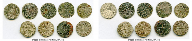 Principality of Antioch 9-Piece Lot of Uncertified Bohemond Era "Helmet" Deniers...