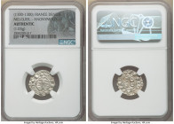 Melgueil. Anonymous 4-Piece Lot of Certified Issues ND (1100-1300) Authentic NGC, PdA-3843. Weights range from 0.45-1.03gm. Lot includes (3) Denier an...