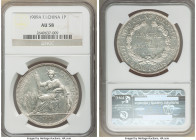 French Colony Piastre 1909-A AU58 NGC, Paris mint, KM5a.1. Bordering on fully lustrous and precluded from Mint State designations by only a touch of h...