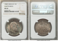 Württemberg. Wilhelm II 3 Mark 1908-F MS66 NGC, Stuttgart mint, KM635. Frosted turquoise and rose-gray toning. 

HID09801242017

© 2020 Heritage A...