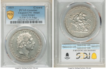 George III Crown 1819 UNC Details (Cleaned) PCGS, KM675, S-3787. LIX edge. Just starting to tone over the reflective surfaces, visible hairlines but n...