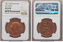Victoria Penny 1841 MS64 Red and Brown NGC, KM739, S-3948. No colon after REG. Large percentage of original red still visible, full portrait with exce...