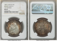 Victoria Double Florin 1889 MS65 NGC, KM763, S-3933. Broken serif in I in Victoria (inverted 1 for second I). Beautiful copper-brown, orange and seafo...