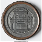 "Removal of Temple Bar" Uniface lead Medal Paperweight 1878 XF, Eimer-1658, BHM-3051. 101mm. Mounted as a paperweight beneath glass within a circular ...