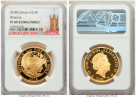 Elizabeth II 6-Piece Certified gold Britannia Set 2018 NGC, 1) 50 Pence - PR70 Ultra Cameo. 1/40 oz 2) Pound - PR69 Ultra Cameo. 1/20 oz 3) 10 Pounds ...