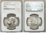 Vittorio Emanuele III 5 Lire 1911-R MS62 NGC, Rome mint, KM53. One year type. 50th Anniversary of the Kingdom commemorative. 

HID09801242017

© 2...