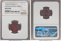 Republic copper Pattern Centavo 1878 MS63 Brown NGC, KM-Pn2. Pattern or Off Metal Strike. Choice uncirculated with sky-blue and violet toning. 

HID...